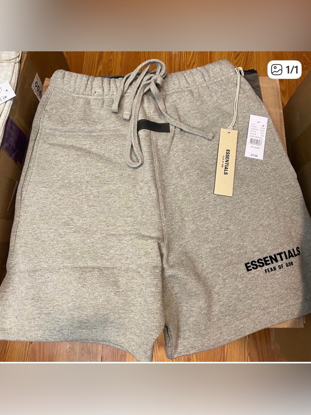 ESSENTIALS Heather Gray Drawstring Knit Shorts